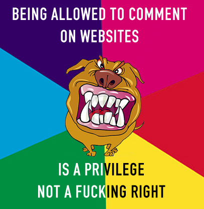 Being allowed to comment on websites is a privilege, not a fucking right!!