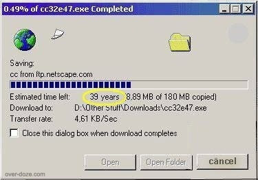 downloading internet 39 years jahre internet explorer netscape.com cc32e47.exe 4,61kb/s 0.49% 180mb