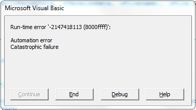 Visual Basic Catastrophic Failure