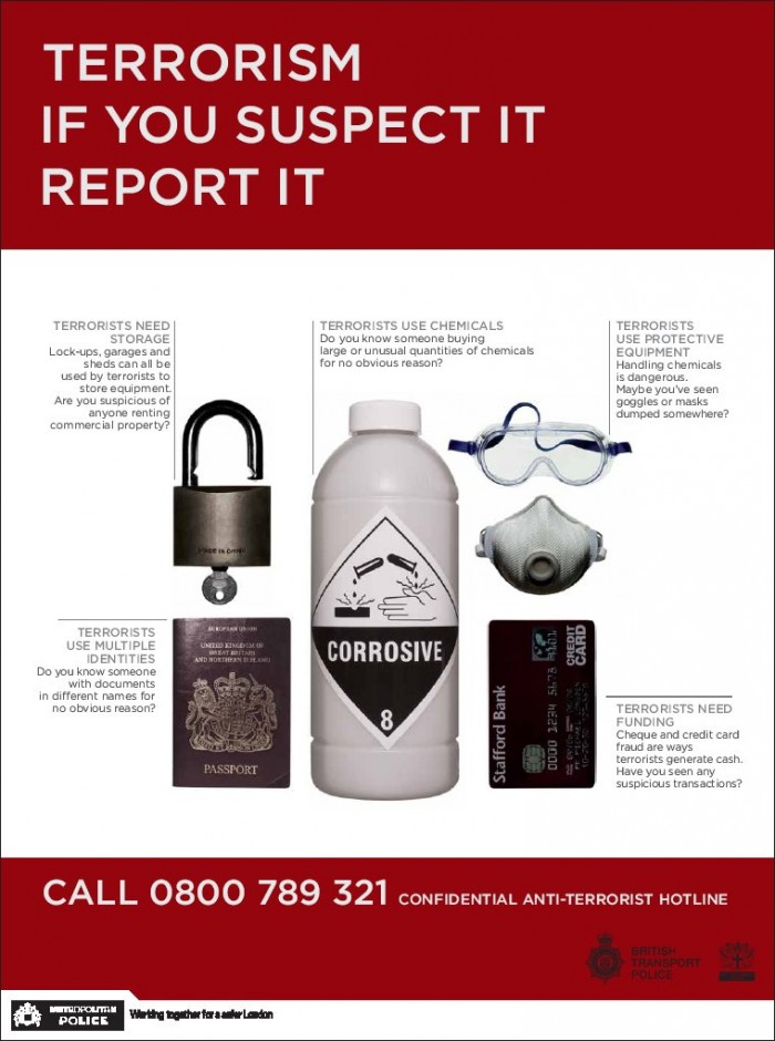 Terrorism - if you suspect it report it!