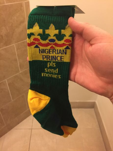 nigerian-prince please send monies socks