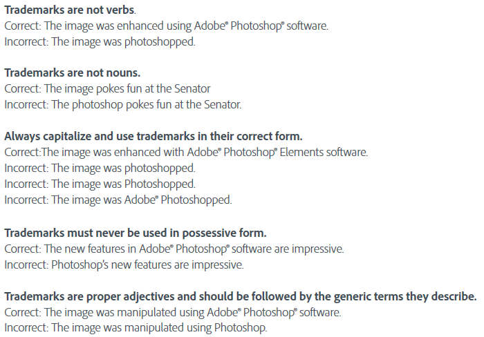 adobe is all pissy about people using photoshop as a verb