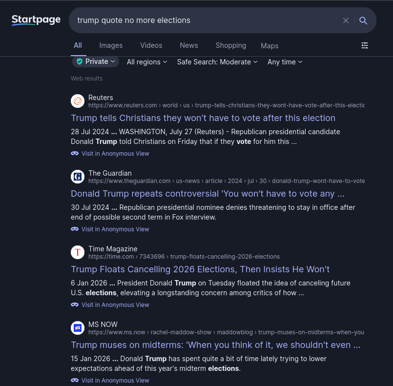 Trump tells Christians they won't have to vote after this election