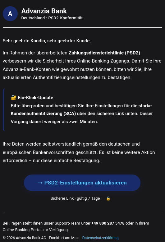 Advanzia Bank Phishing